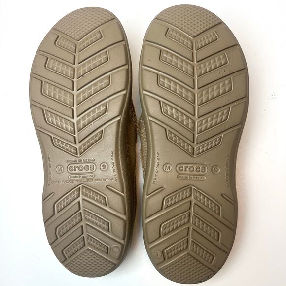 Crocs Men's Santa Cruz Canvas Slip-On Mules Boat Shoes in Khaki Size 9 - Picture 10 of 11